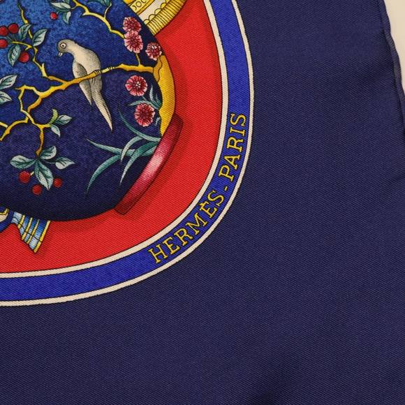 HERMES Carre90 Scarf ""Pourvu qu'on ait l'ivresse"" Silk Red Blue Auth am2611g - Picture 7 of 10